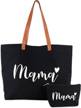 Mama Reusable Grocery Bags with Makeup Bag New Mom Gifts or ladies and girls